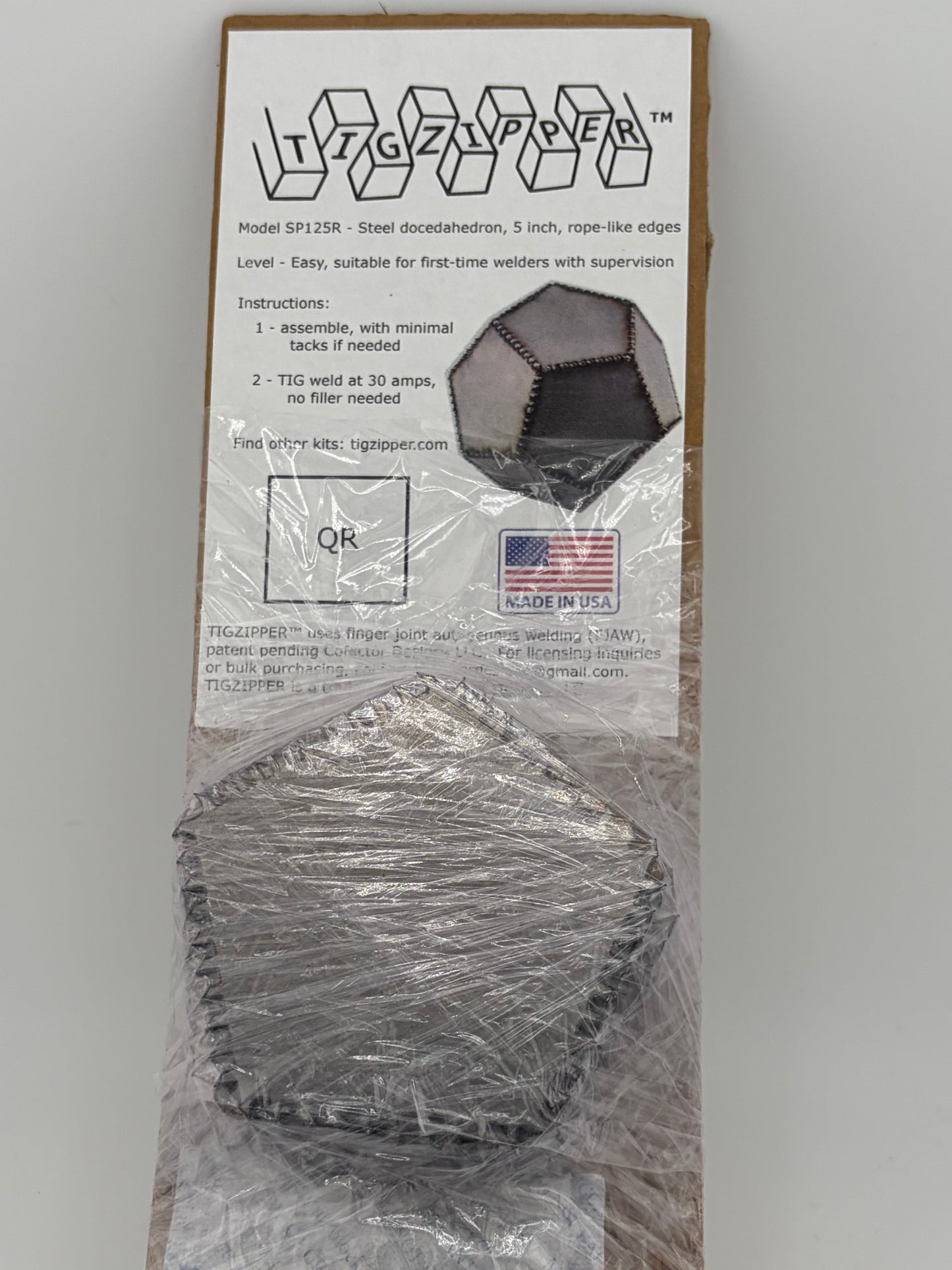 Dodecahedron TIG Zipper (TM) kit