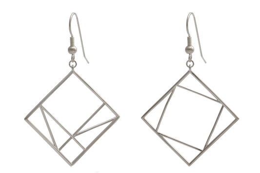 Pythagorean Theorem Earrings - Sterling Silver Mathematical Jewelry - Geometric Proof Design